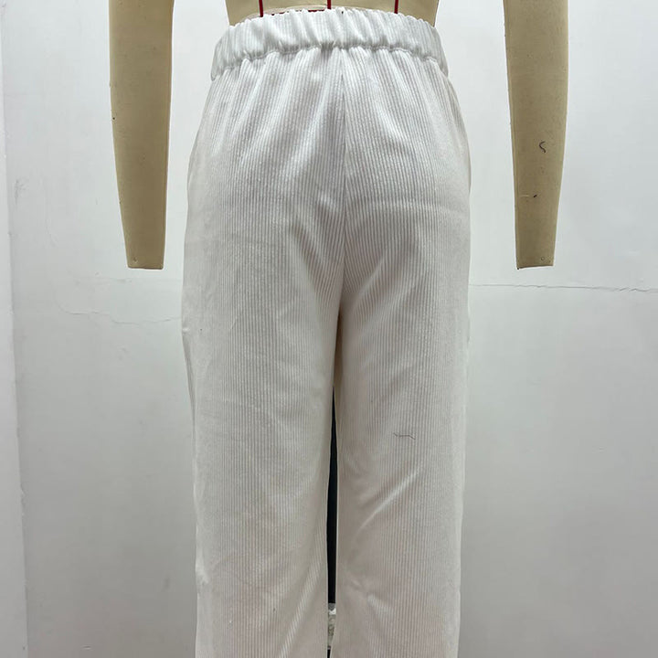 Buddha Stones Lässige Cordhose mit geradem Bein für Damen aus Baumwolle mit Taschen - image 9