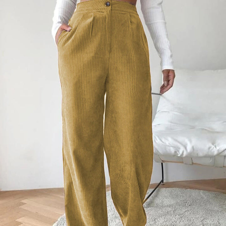 Buddha Stones Lässige Cordhose mit geradem Bein für Damen aus Baumwolle mit Taschen - Goldrute - US14， UK/AU18，EU46 (2XL) - image 10