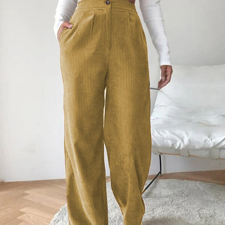 Buddha Stones Lässige Cordhose mit geradem Bein für Damen aus Baumwolle mit Taschen - image 12