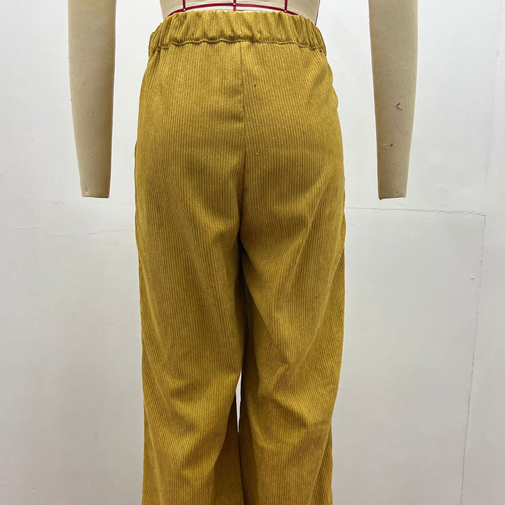Buddha Stones Lässige Cordhose mit geradem Bein für Damen aus Baumwolle mit Taschen - image 11
