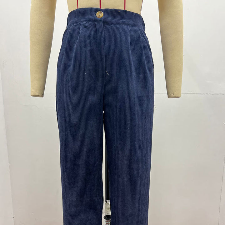 Buddha Stones Lässige Cordhose mit geradem Bein für Damen aus Baumwolle mit Taschen - image 17
