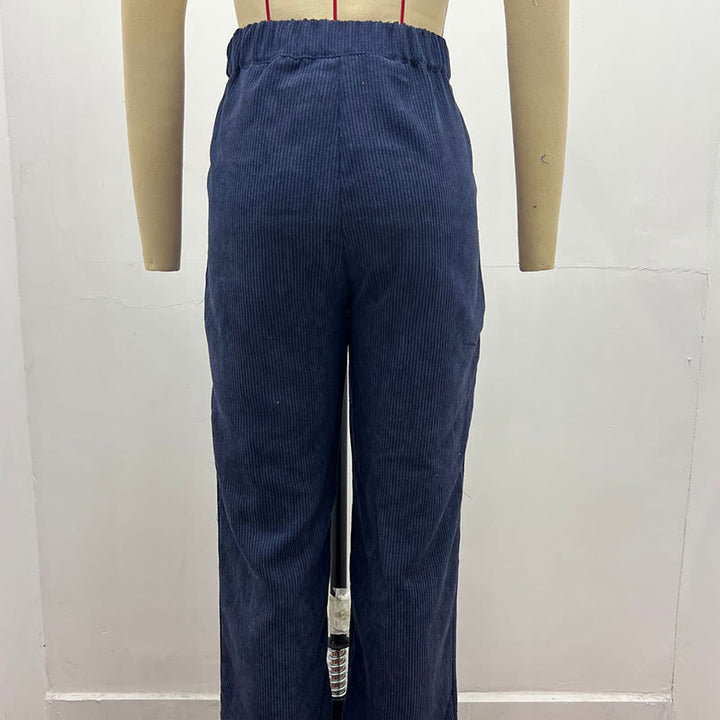 Buddha Stones Lässige Cordhose mit geradem Bein für Damen aus Baumwolle mit Taschen - Marine - US14， UK/AU18，EU46 (2XL) - image 15