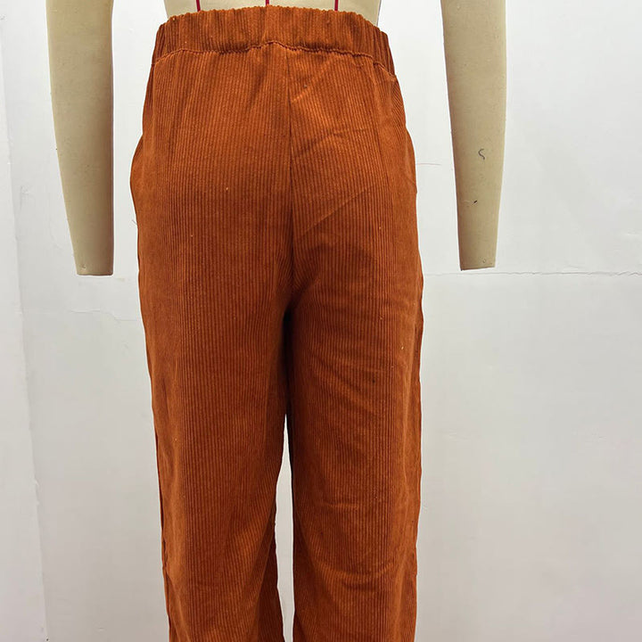 Buddha Stones Lässige Cordhose mit geradem Bein für Damen aus Baumwolle mit Taschen - image 21