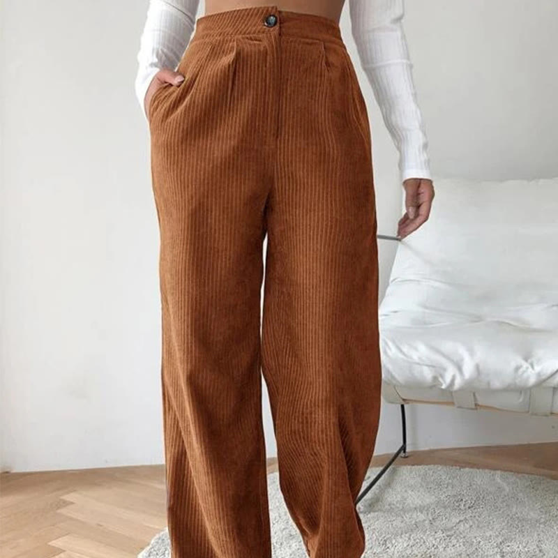 Buddha Stones Lässige Cordhose mit geradem Bein für Damen aus Baumwolle mit Taschen - Schokolade - US14， UK/AU18，EU46 (2XL) - image 18