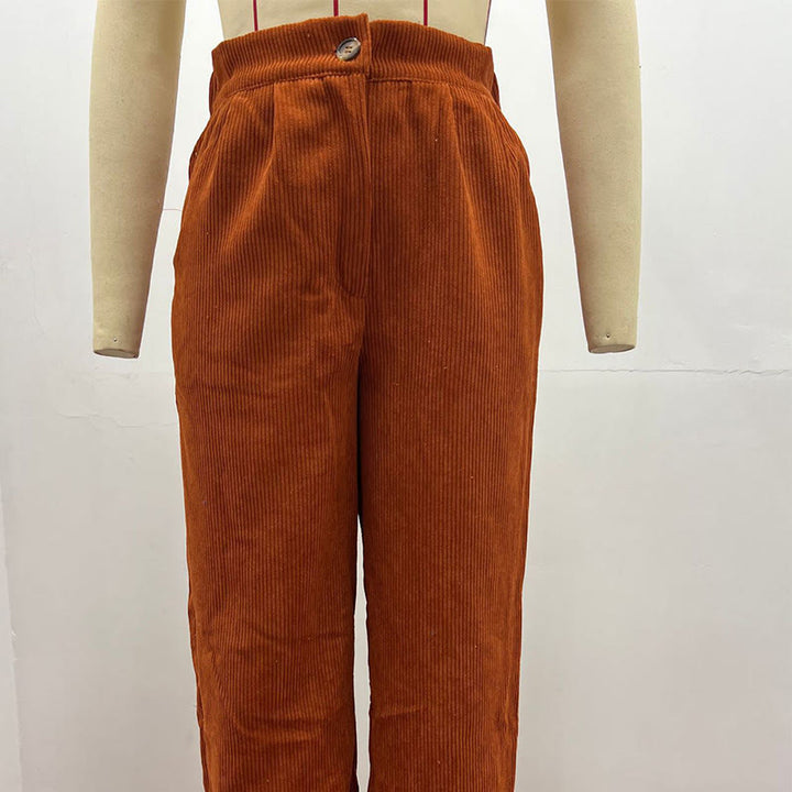 Buddha Stones Lässige Cordhose mit geradem Bein für Damen aus Baumwolle mit Taschen - image 20