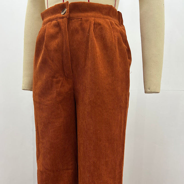Buddha Stones Lässige Cordhose mit geradem Bein für Damen aus Baumwolle mit Taschen - image 19