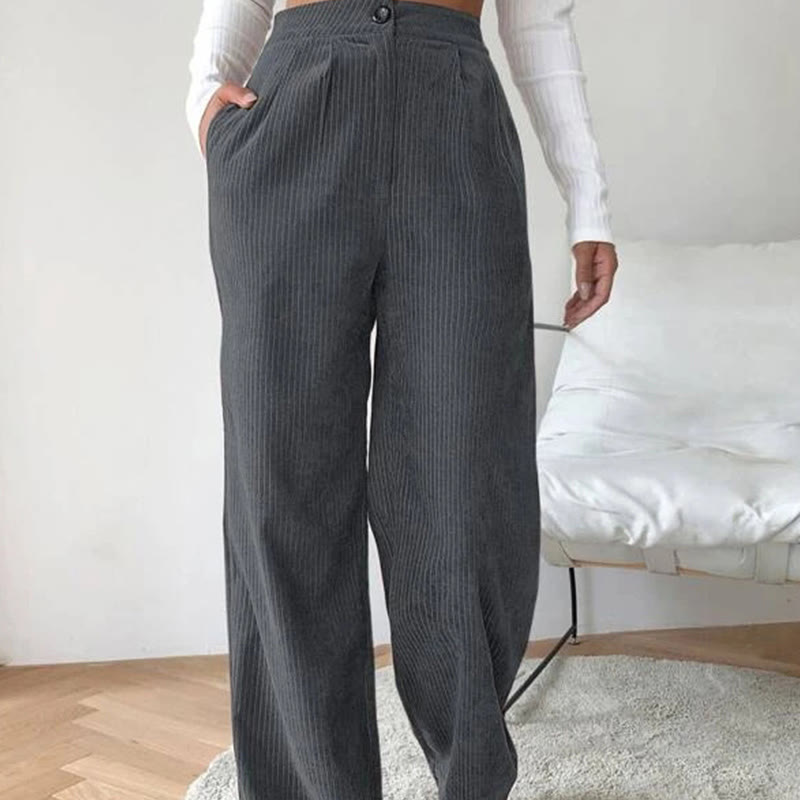 Buddha Stones Lässige Cordhose mit geradem Bein für Damen aus Baumwolle mit Taschen - Grau - US14， UK/AU18，EU46 (2XL) - image 22