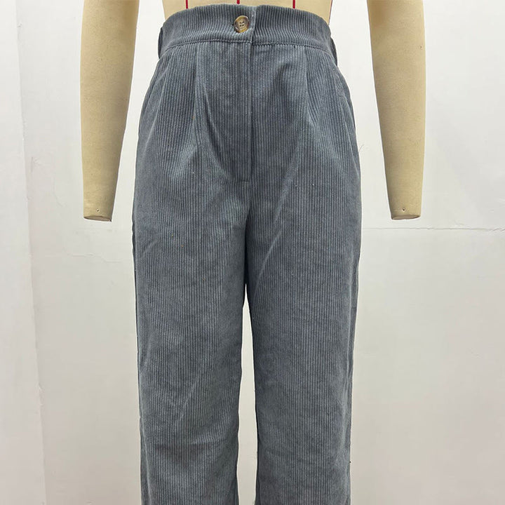 Buddha Stones Lässige Cordhose mit geradem Bein für Damen aus Baumwolle mit Taschen - image 23