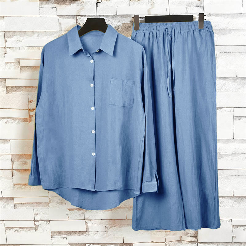Buddha Stones ​​2-teiliges Set: Langarmshirt mit Taschen, Caprihose mit Kordelzug, Meditationskleidung aus Baumwolle für Damen - image 23