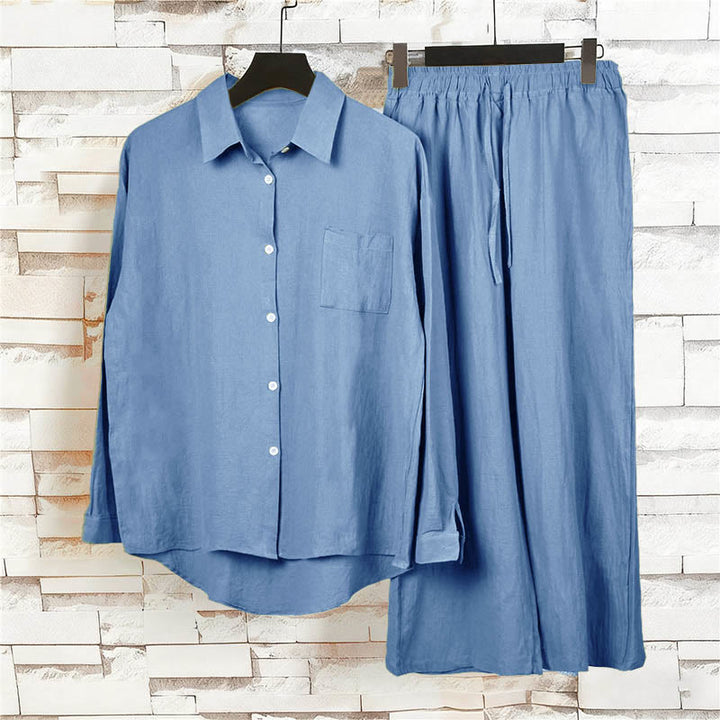 Buddha Stones ​​2-teiliges Set: Langarmshirt mit Taschen, Caprihose mit Kordelzug, Meditationskleidung aus Baumwolle für Damen - image 23