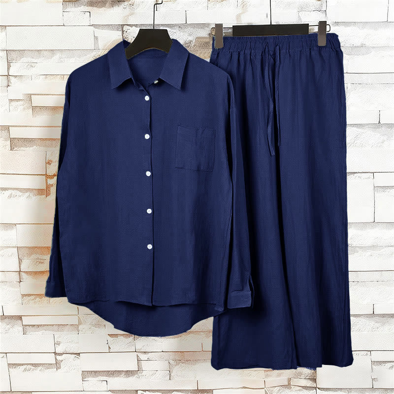 Buddha Stones ​​2-teiliges Set: Langarmshirt mit Taschen, Caprihose mit Kordelzug, Meditationskleidung aus Baumwolle für Damen - image 35