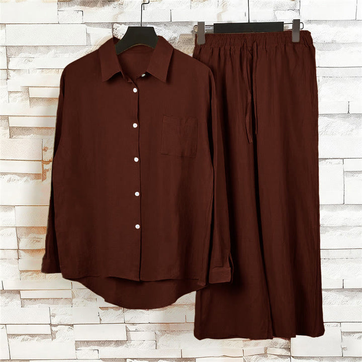 Buddha Stones 2-teiliges Langarm-Shirt-Oberteil mit Taschen und Kordelzughose, Meditationskleidung aus Baumwolle und Leinen für Damen - image 41