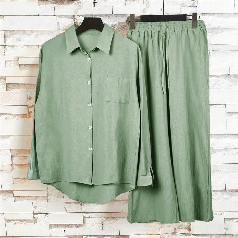 Buddha Stones 2-teiliges Langarm-Shirt-Oberteil mit Taschen und Kordelzughose, Meditationskleidung aus Baumwolle und Leinen für Damen - image 47