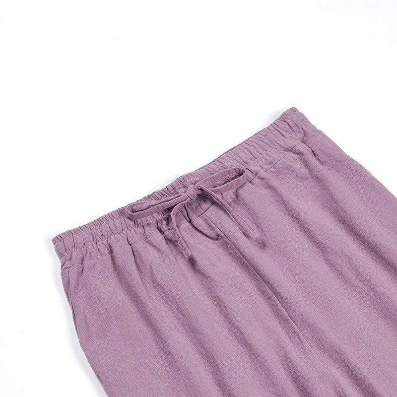 Buddha Stones ​​2-teiliges Set: Langarmshirt mit Taschen, Caprihose mit Kordelzug, Meditationskleidung aus Baumwolle für Damen - image 63