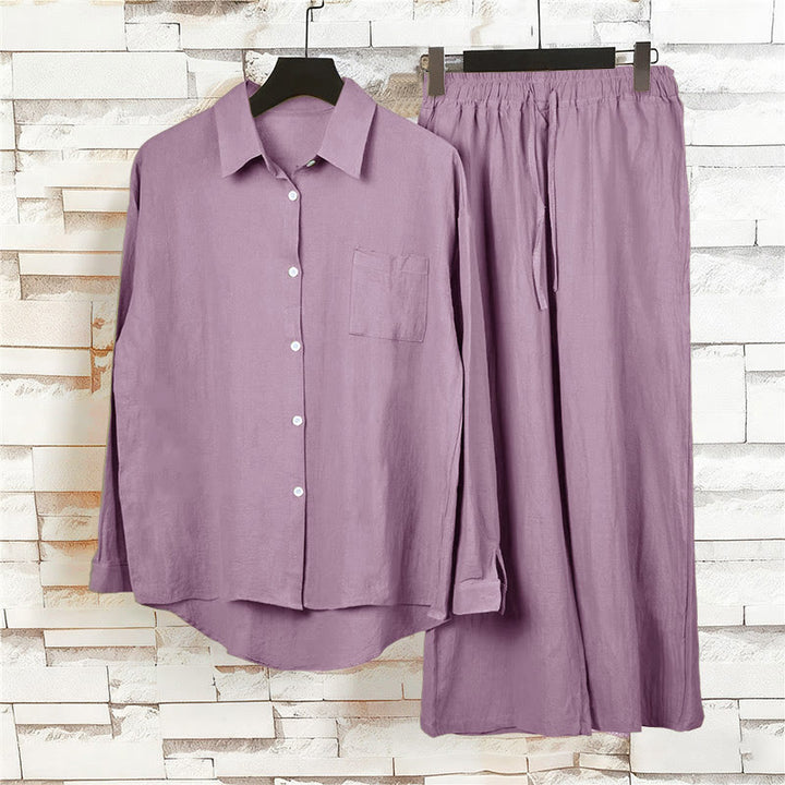 Buddha Stones ​​2-teiliges Set: Langarmshirt mit Taschen, Caprihose mit Kordelzug, Meditationskleidung aus Baumwolle für Damen - image 59