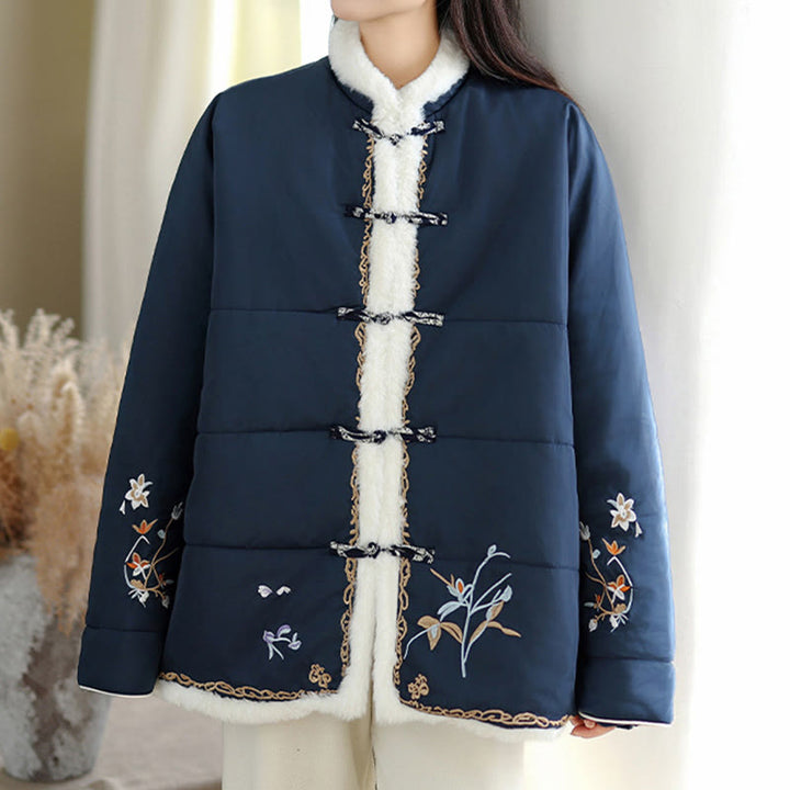 Buddha Stones Damen Langarmjacke aus dicker Baumwolle mit Taschen - image 4