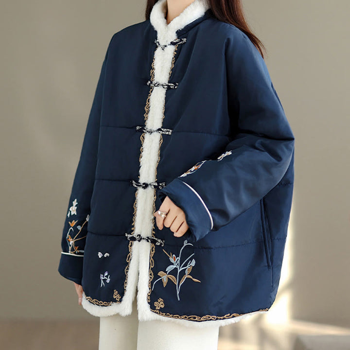 Buddha Stones Damen Langarmjacke aus dicker Baumwolle mit Taschen - image 3