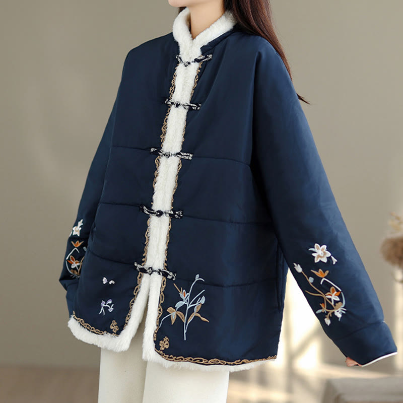 Buddha Stones Damen Langarmjacke aus dicker Baumwolle mit Taschen - image 2