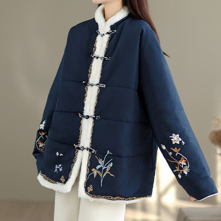 Buddha Stones Damen Langarmjacke aus dicker Baumwolle mit Taschen - image 2