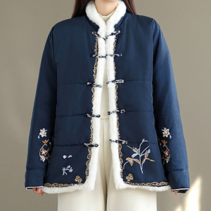 Buddha Stones Damen Langarmjacke aus dicker Baumwolle mit Taschen - image 1