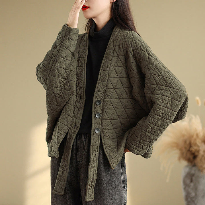 Buddha Stones Damen-Jacke mit Knöpfen, langärmelig, aus dicker Baumwolle mit Taschen - image 7