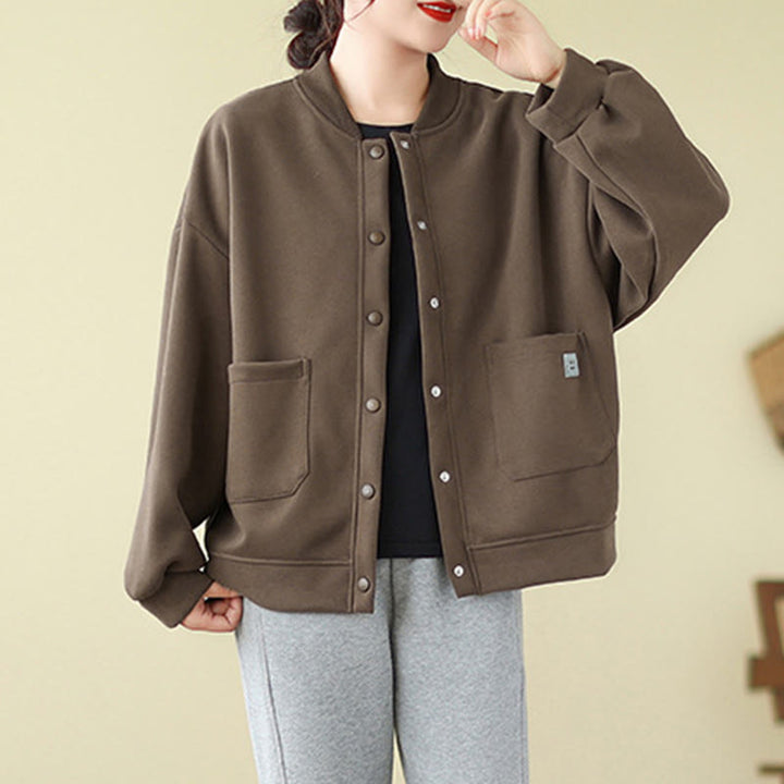 Buddha Stones Plain Damen-Baumwolljacke mit Knöpfen, Rundhalsausschnitt, langen Ärmeln und Taschen - Sienna - US12, UK/AU16, EU44 (XL) - image 18