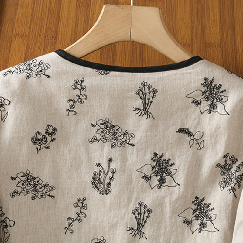Buddha Stones Damen-Jacke mit Stickerei und Froschknopf, langärmelig, gefüttert, aus Baumwolle, mit Taschen - image 3