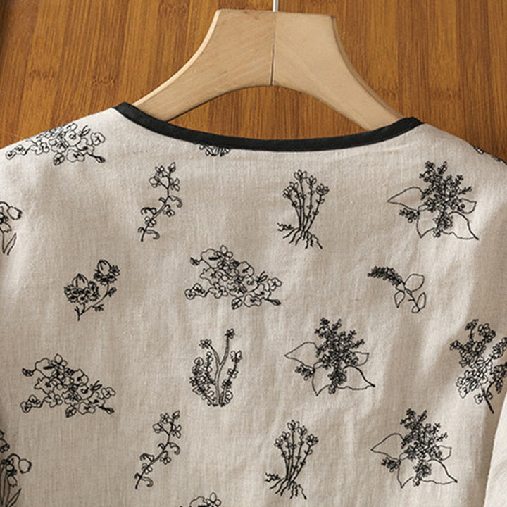 Buddha Stones Damen-Jacke mit Stickerei und Froschknopf, langärmelig, gefüttert, aus Baumwolle, mit Taschen - image 3