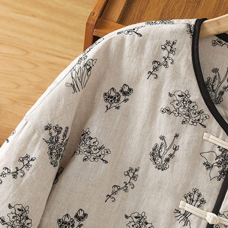 Buddha Stones Damen-Steppjacke mit Druckknopfleiste, langen Ärmeln und Taschen - image 7