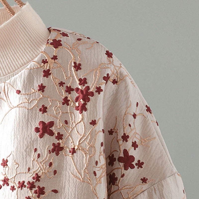 Buddha Stones Damen-Jacke mit Jacquard-Knöpfen, langärmelig, Baumwolle, dick, mit Taschen - image 5