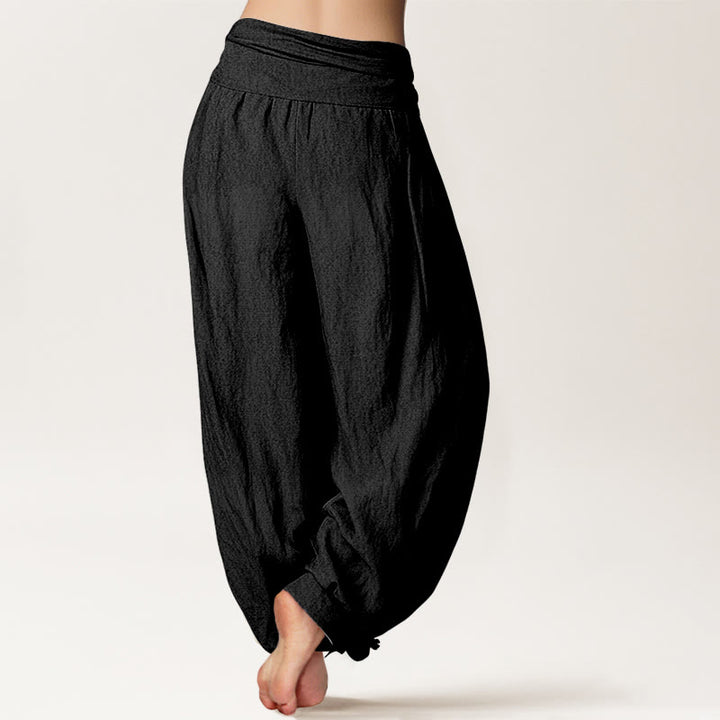 Buddha Stones Zen Buddhistisches Muster Damen Haremshose aus Baumwolle mit elastischer Taille - image 7