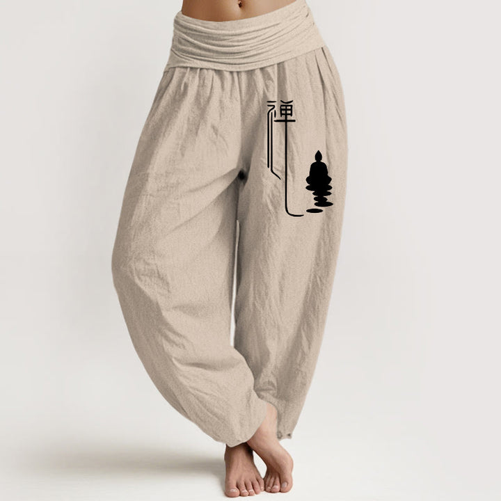 Buddha Stones Zen Buddhistisches Muster Damen Haremshose aus Baumwolle mit elastischer Taille - Bräunen - US22， UK/AU26，EU54 (6XL) - image 11