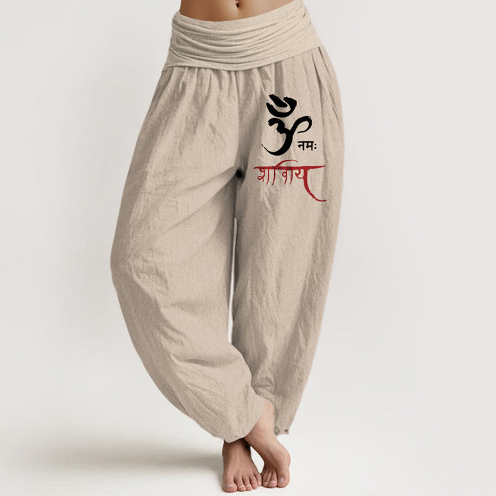 Buddha Stones Om Spells Muster Damen Haremshose aus Baumwolle mit elastischer Taille - Bräunen - US22， UK/AU26，EU54 (6XL) - image 14