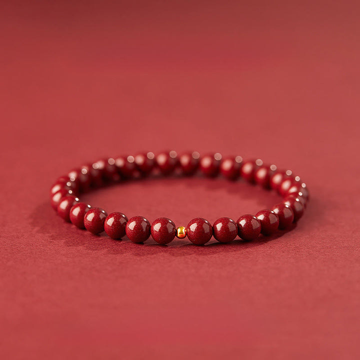 Buddha Stones 925 Sterling Silber Zinnober Perlen Segensarmband - 6 mm Zinnober und 4 mm 925 Sterling Silber - image 0