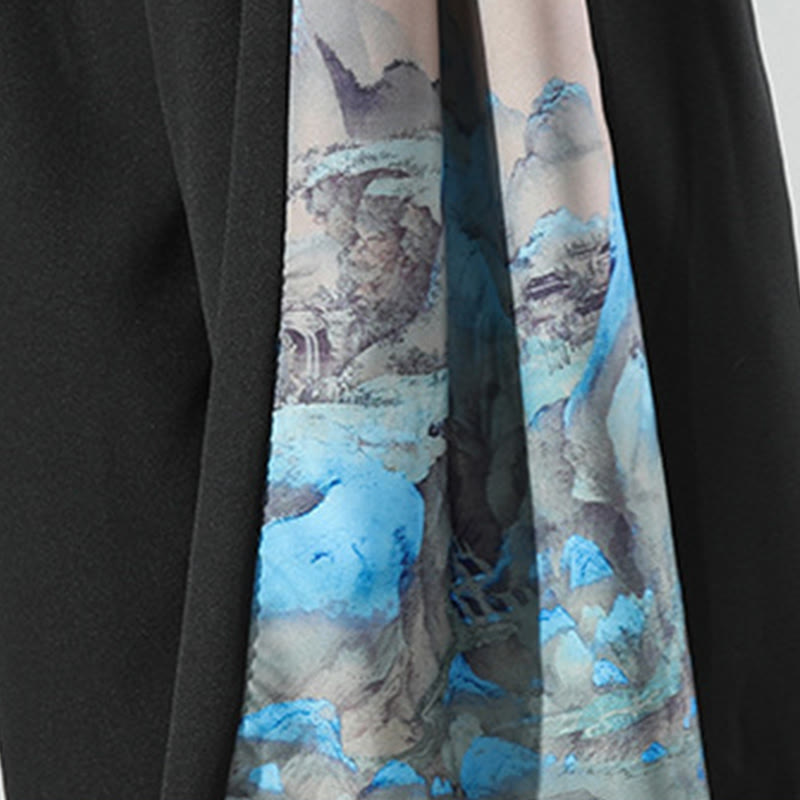 Buddha Stones Herrenhose mit weitem Bein und Taschen, Muster „Berge und Flüsse“ - image 8