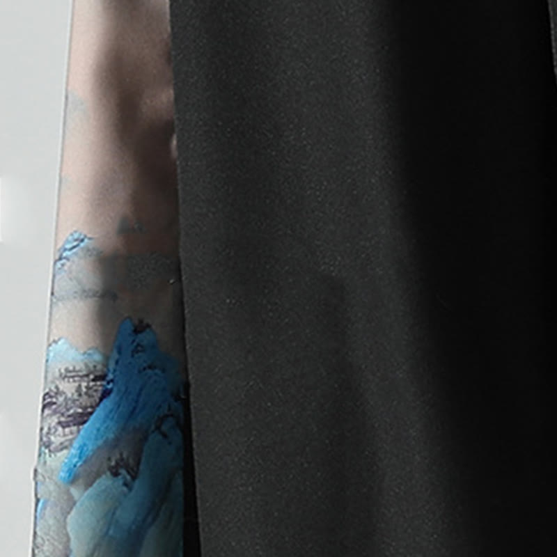 Buddha Stones Herrenhose mit weitem Bein und Taschen, Muster „Berge und Flüsse“ - image 10
