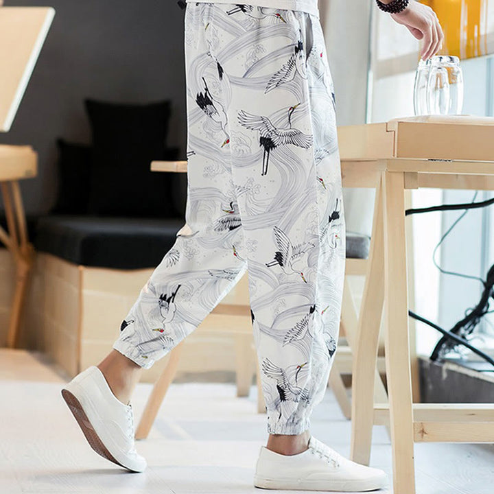 Buddha Stones Crane Auspicious Clouds Design Herren Haremshose mit Taschen - image 12