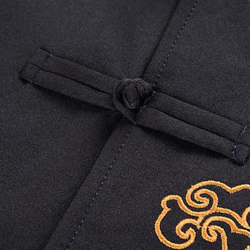 Buddha Stones Stickerei Drache Frosch-Knopf-Design Langarm Herrenjacke - image 6