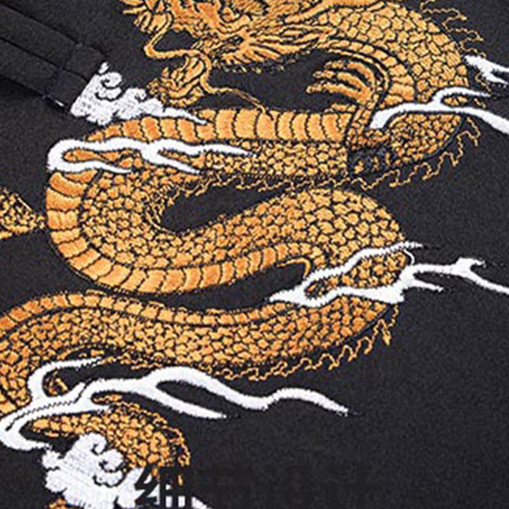 Buddha Stones Stickerei Drache Frosch-Knopf-Design Langarm Herrenjacke - image 5