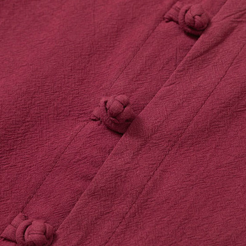 Buddha Stones 2-teiliges schlichtes Herren-Set mit Froschknöpfen, langärmelig, Baumwollhemd und Hose mit Taschen - image 5