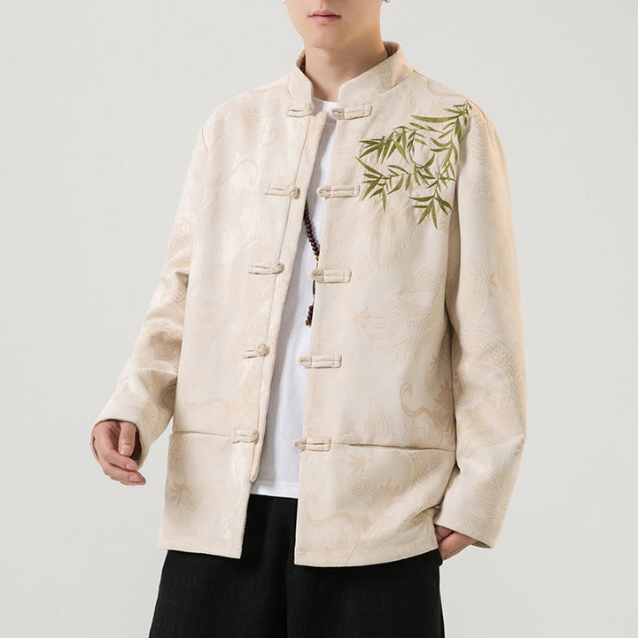 Buddha Stones Bambus Drache Frosch-Knopf-Design Langarm Herrenjacke - Maisseide - US/ UK/AU46，EU56 (5XL) - image 24