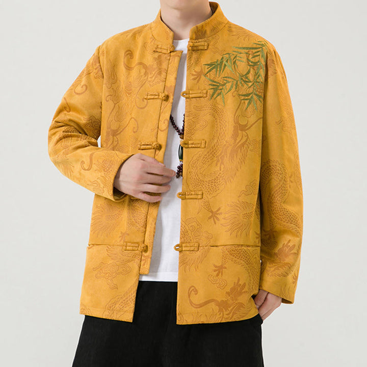 Buddha Stones Bambus Drache Frosch-Knopf-Design Langarm Herrenjacke - image 17