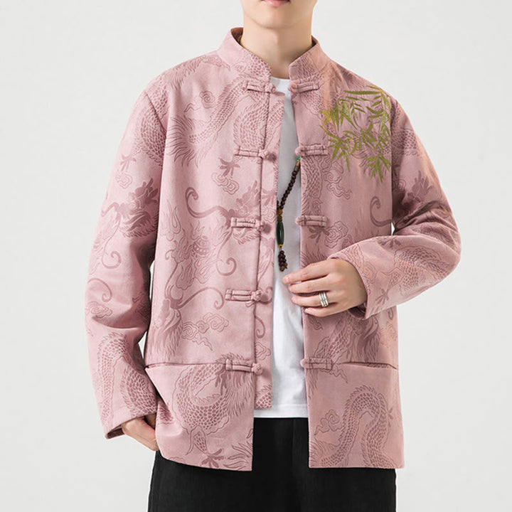 Buddha Stones Bambus Drache Frosch-Knopf-Design Langarm Herrenjacke - image 35