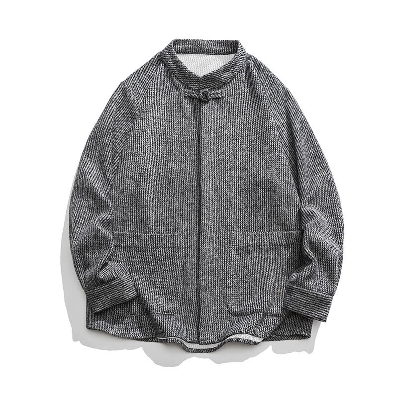 Buddha Stones Herren-Cordjacke aus Baumwolle mit Taschen und Froschknöpfen, einfarbig, langärmlig - image 31