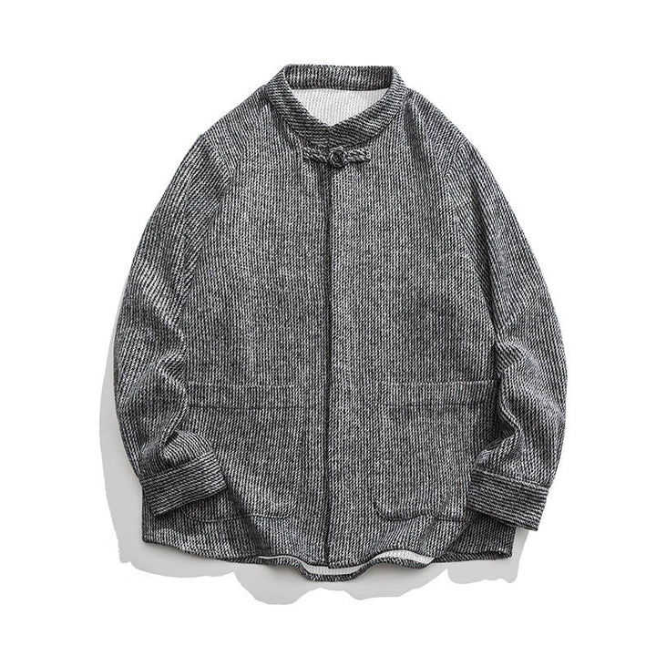Buddha Stones Herren-Cordjacke aus Baumwolle mit Taschen und Froschknöpfen, einfarbig, langärmlig - image 31