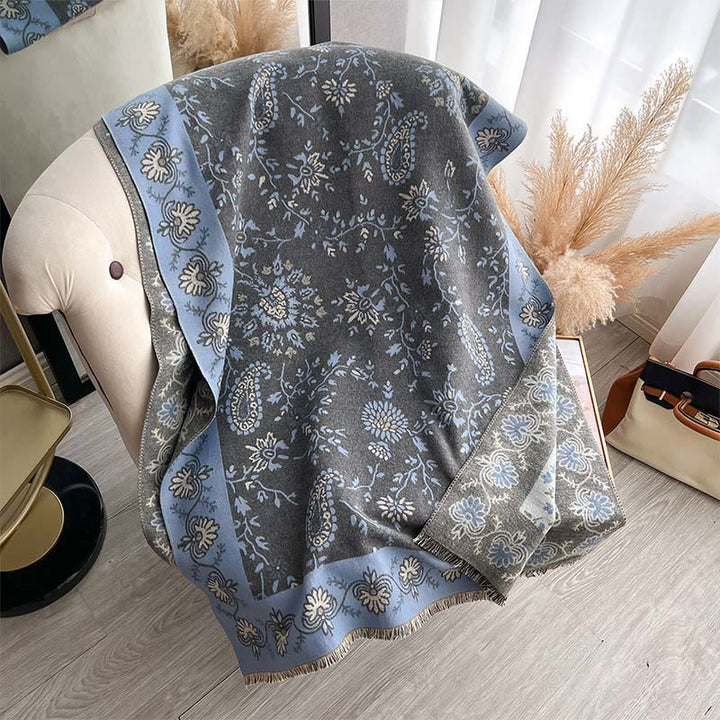 Buddha Stones ​​Verdickt Winter Paisley Blumen Reben Muster Weichen Schal Schal - Dunkelgrau - 185x65cm - image 6