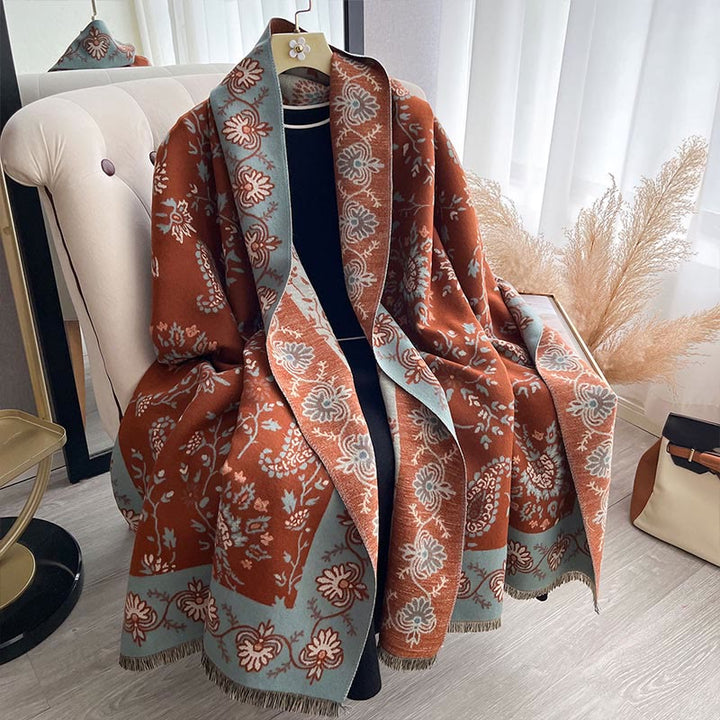 Buddha Stones ​​Verdickt Winter Paisley Blumen Reben Muster Weichen Schal Schal - image 2
