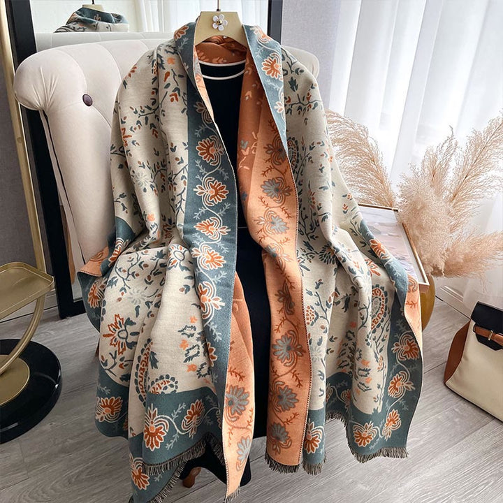 Buddha Stones ​​Verdickt Winter Paisley Blumen Reben Muster Weichen Schal Schal - image 13