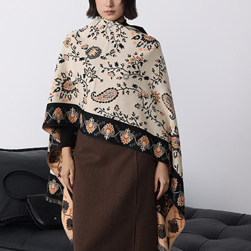 Buddha Stones ​​Verdickt Winter Paisley Blumen Reben Muster Weichen Schal Schal - image 22