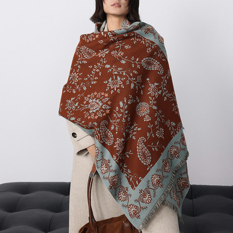 Buddha Stones ​​Verdickt Winter Paisley Blumen Reben Muster Weichen Schal Schal - image 4